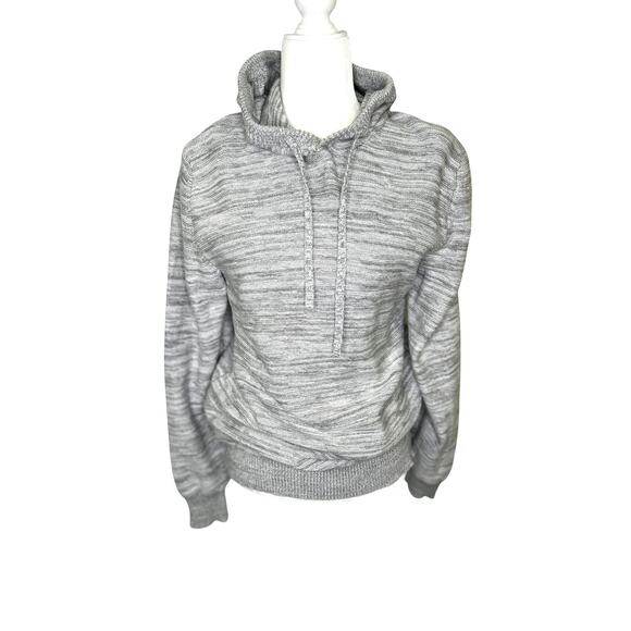 Sun + Stone Gray Striped Hooded Long Sleeve Cotton Tunic Sweater Medium NWT - Picture 1 of 9